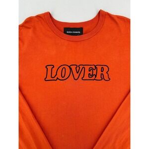 Bianca Chandon Lover Long Sleeve T-Shirt Orange Mens Large Graphic Crewneck Tee